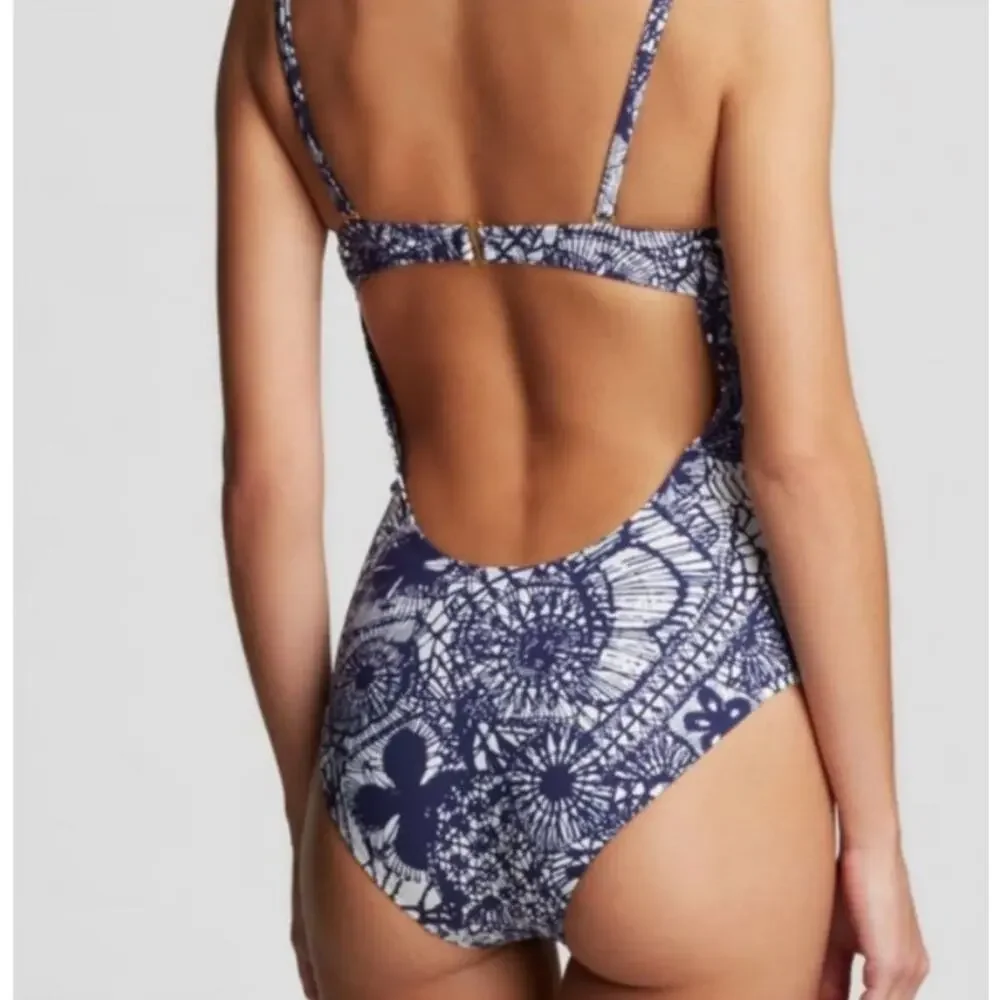 Tory Burch Baltic Sea Dream Catcher Underwire One Piece Swimsuit Size Large